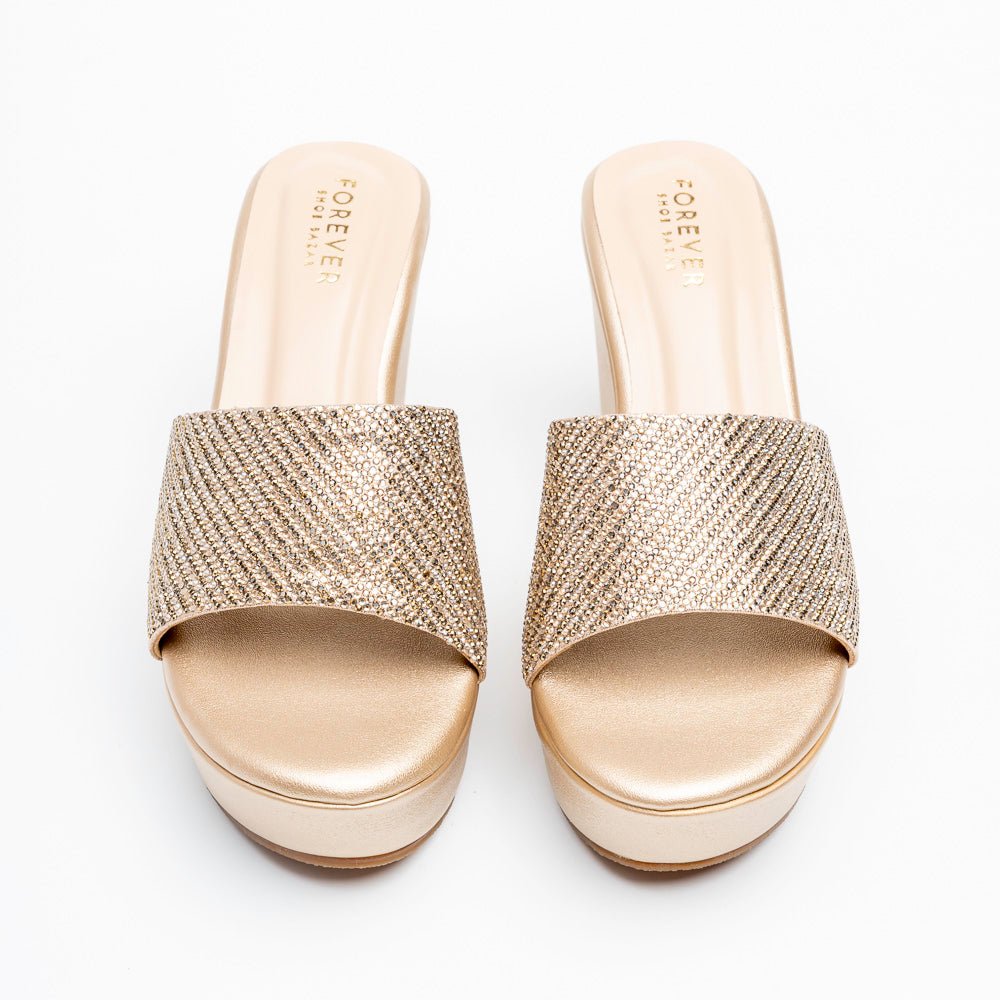Crystal Glow - Gold Platform Heels - view 3