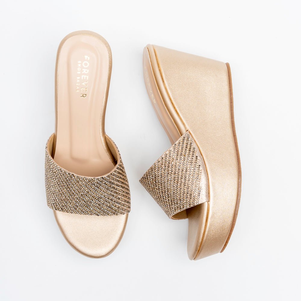 Crystal Glow - Gold Platform Heels - view 4
