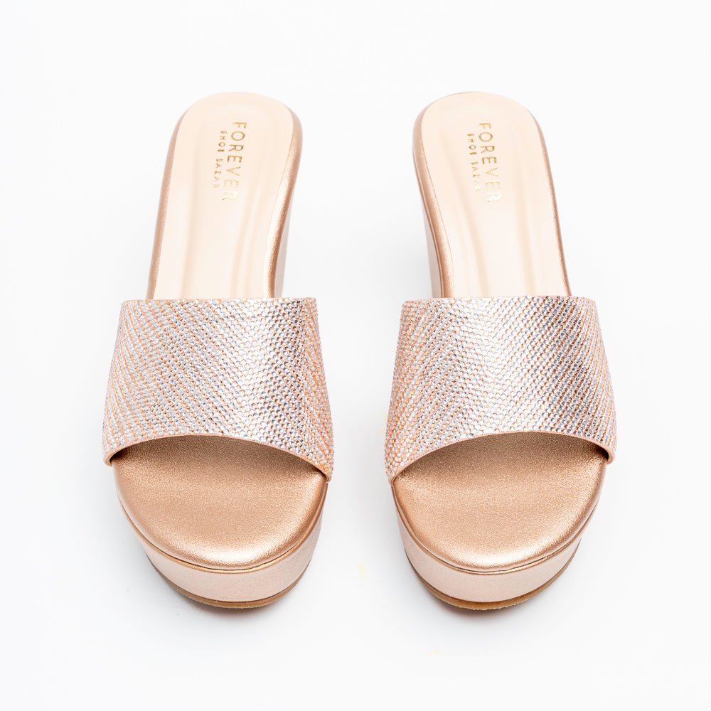 Crystal Glow - Champagne Platform Heels - view 3