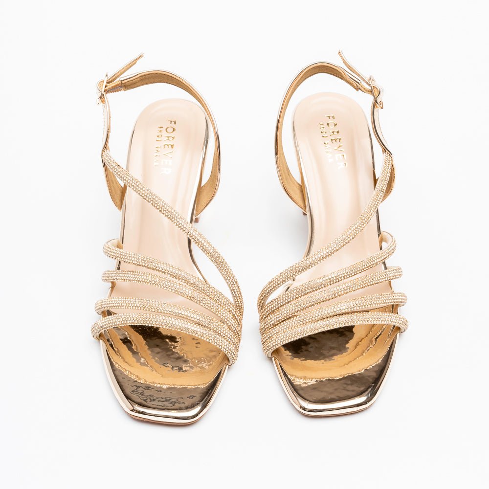 Luminara Crystal Strap Heels - Gold - view 3