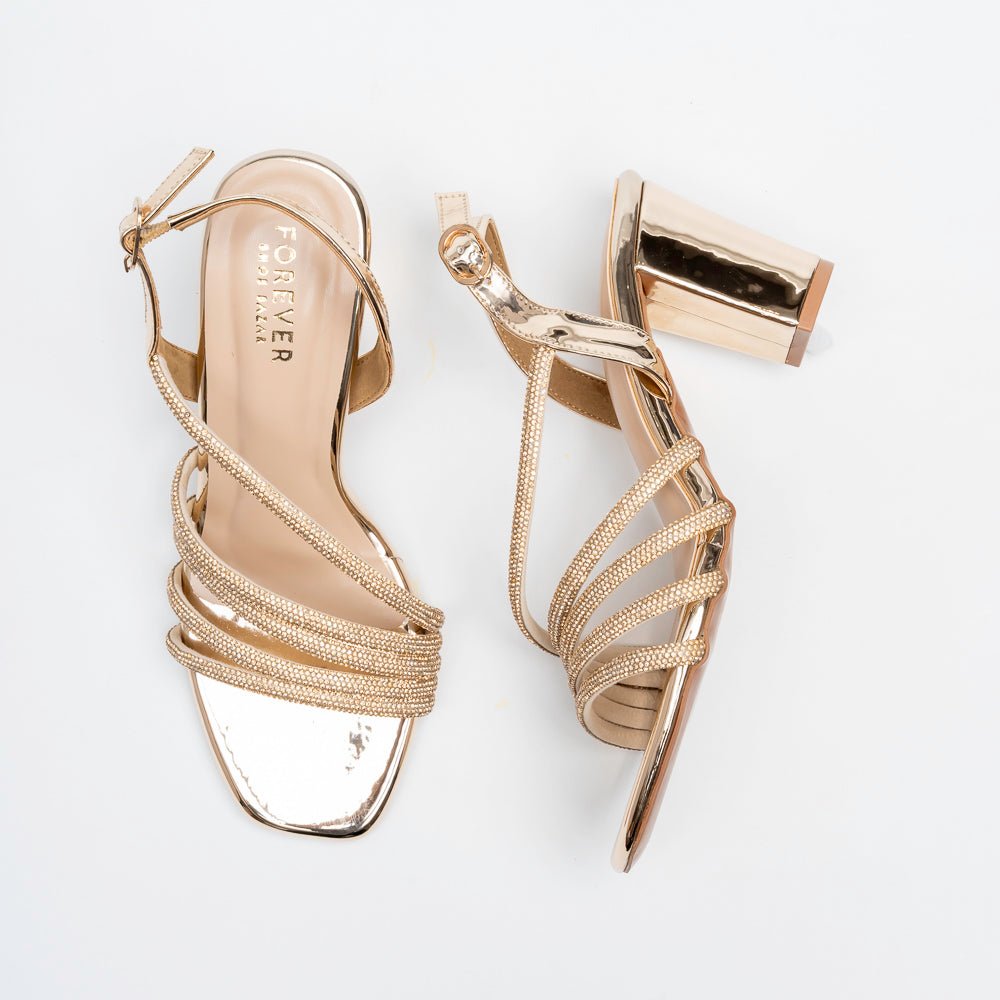 Luminara Crystal Strap Heels - Gold - view 4