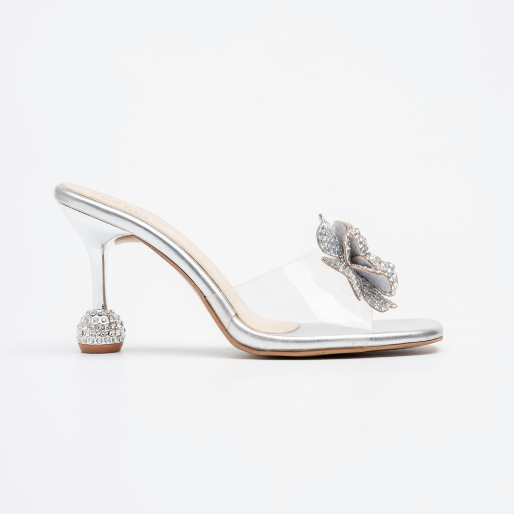 Celina Crystal Flower High Heels - Silver - view 2