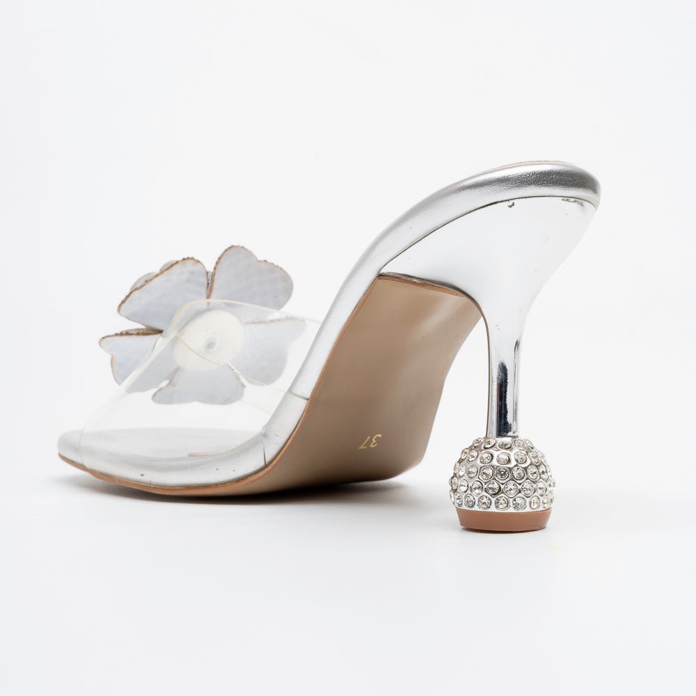 Celina Crystal Flower High Heels - Silver - view 5