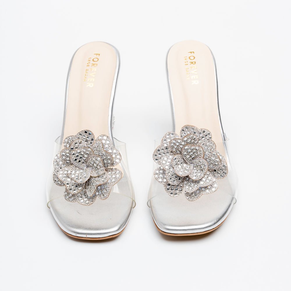 Celina Crystal Flower High Heels - Silver - view 3