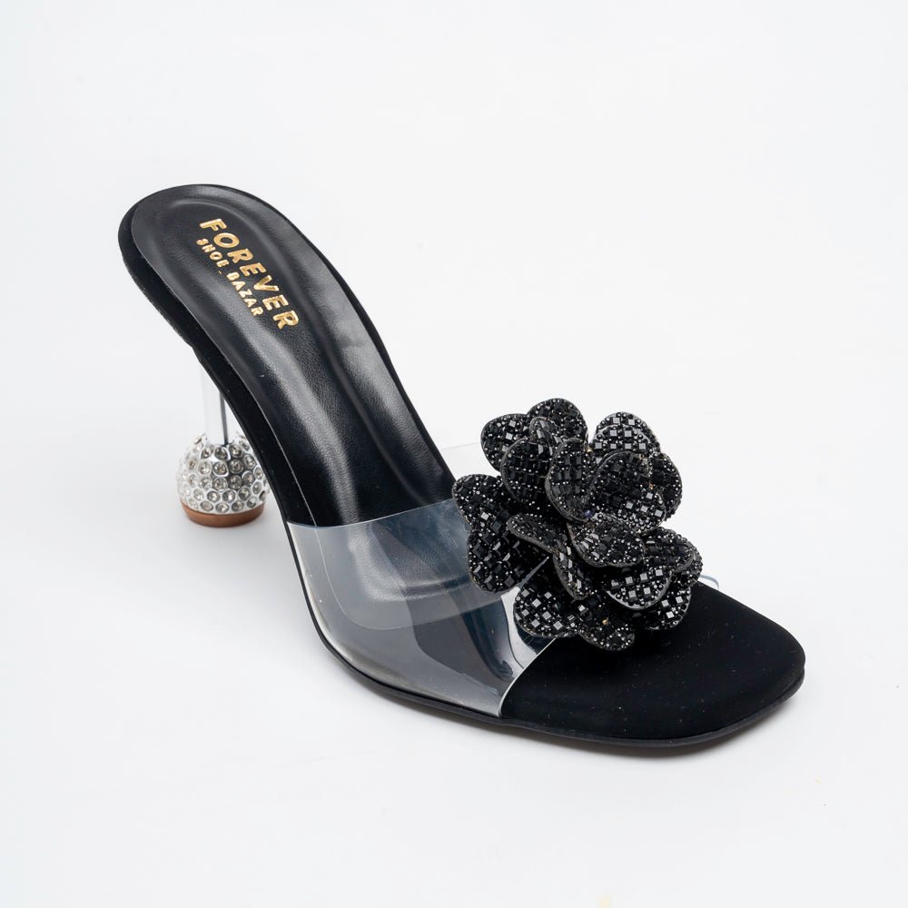 Celina Crystal Flower High Heels - Black - view 3