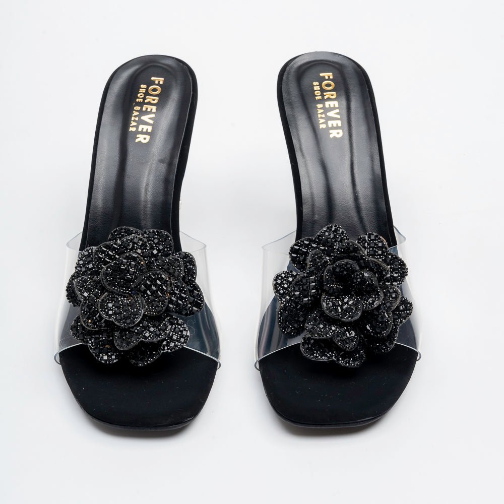 Celina Crystal Flower High Heels - Black - view 4