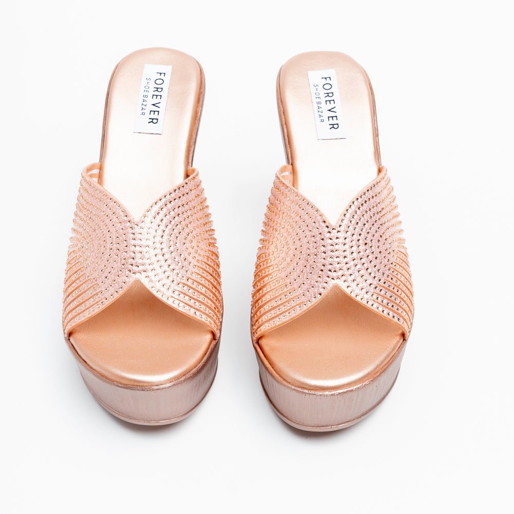 Marvelle Sparkle Wedge Slides - Champagne - view 3