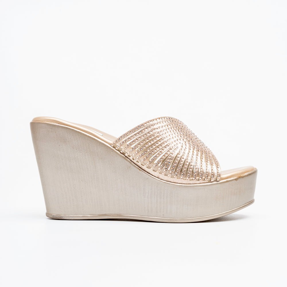 Marvelle Sparkle Wedge Slides - Gold