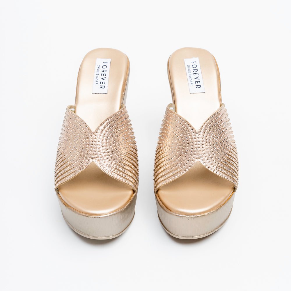 Marvelle Sparkle Wedge Slides - Gold - view 3