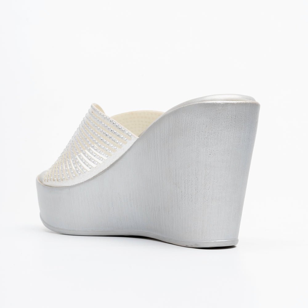 Marvelle Sparkle Wedge Slides - Silver - view 5