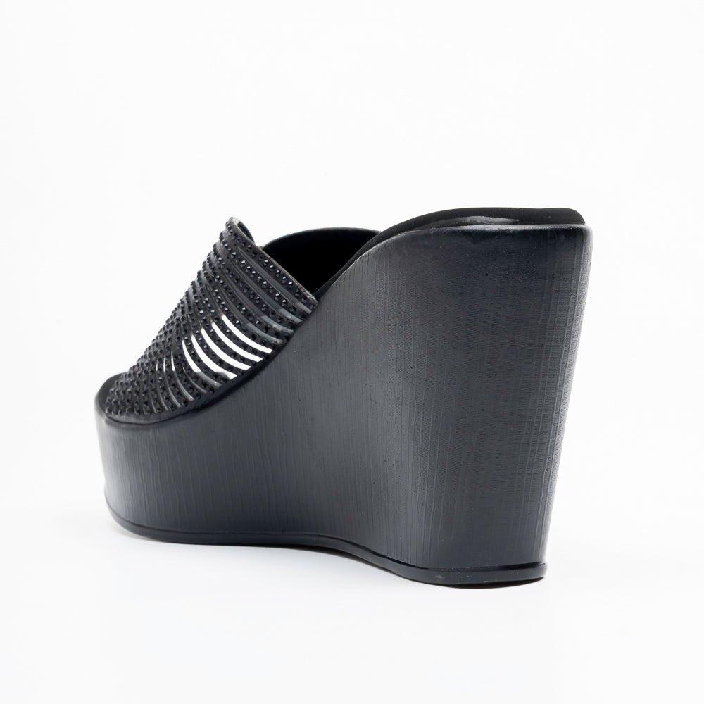 Marvelle Sparkle Wedge Slides - Black - view 5