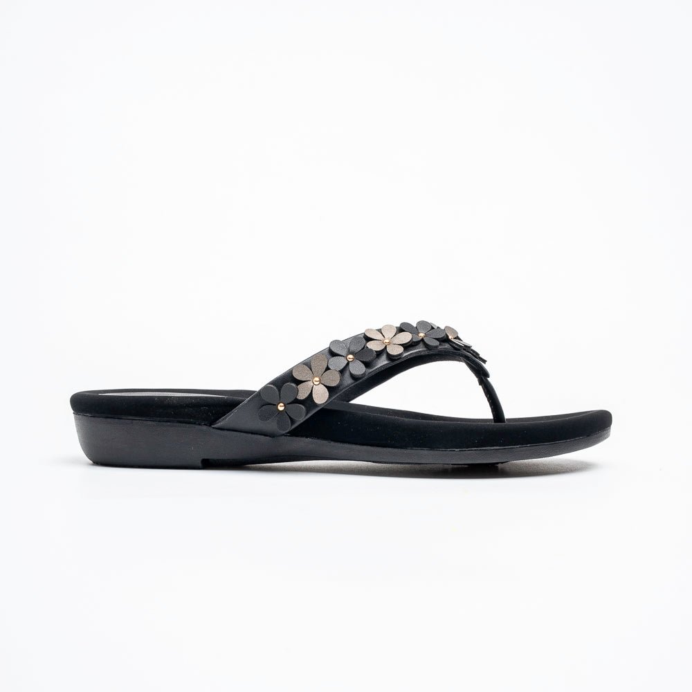 Daisy Bloom Luxe - Black Flats