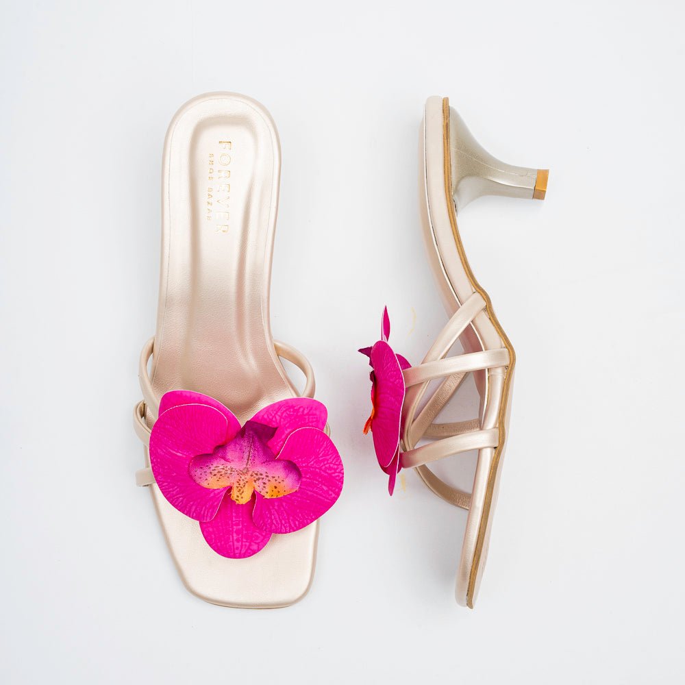 Orchid Petals - Gold Kitten Heels - view 4