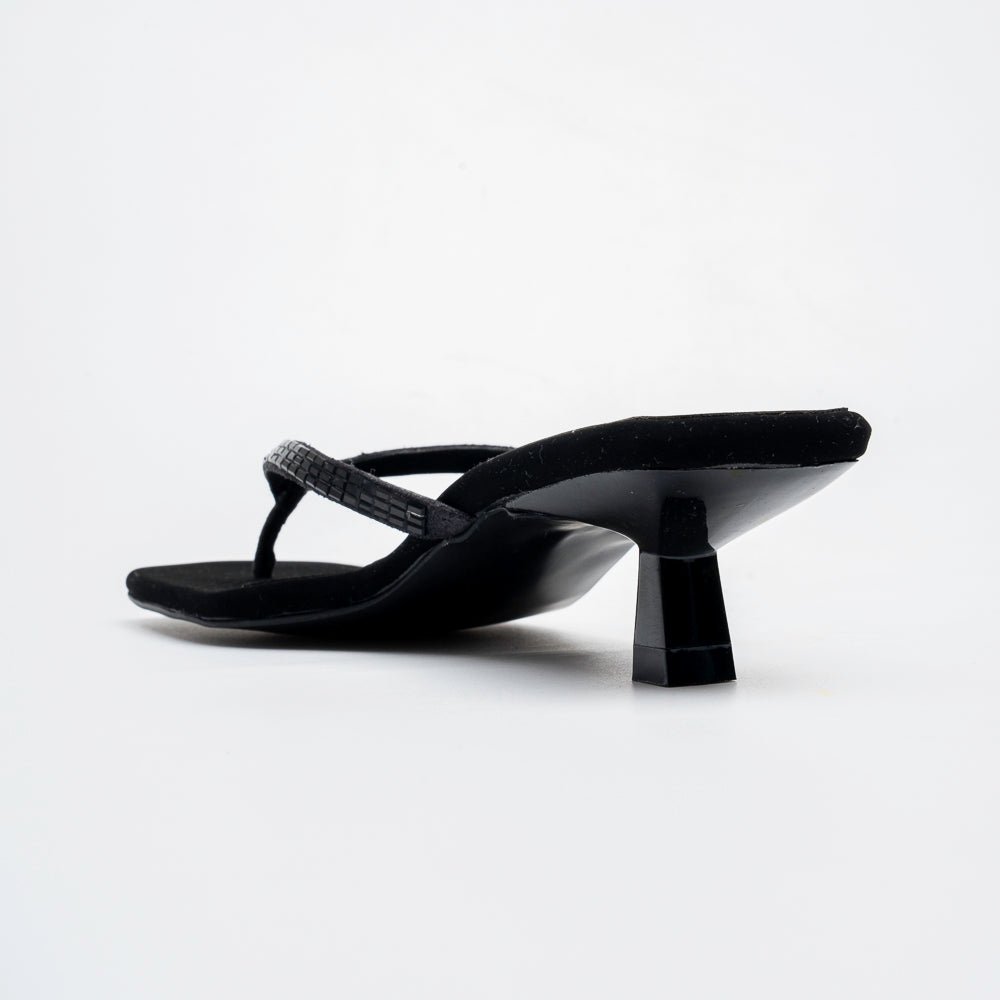 Valira Crystal V-Strap Kitten Heels - Black - view 5