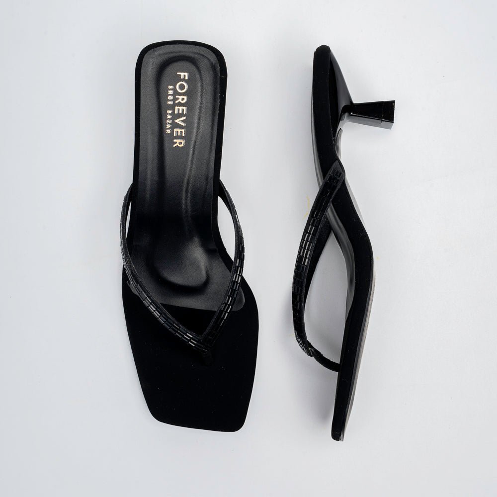 Valira Crystal V-Strap Kitten Heels - Black - view 4