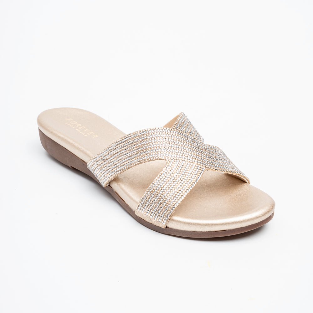 Lumiera Crystal Cross Slides - Gold - view 2