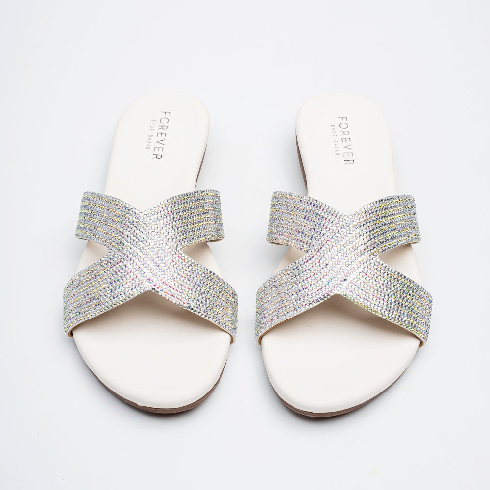 Lumiera Crystal Cross Slides - Silver - view 3