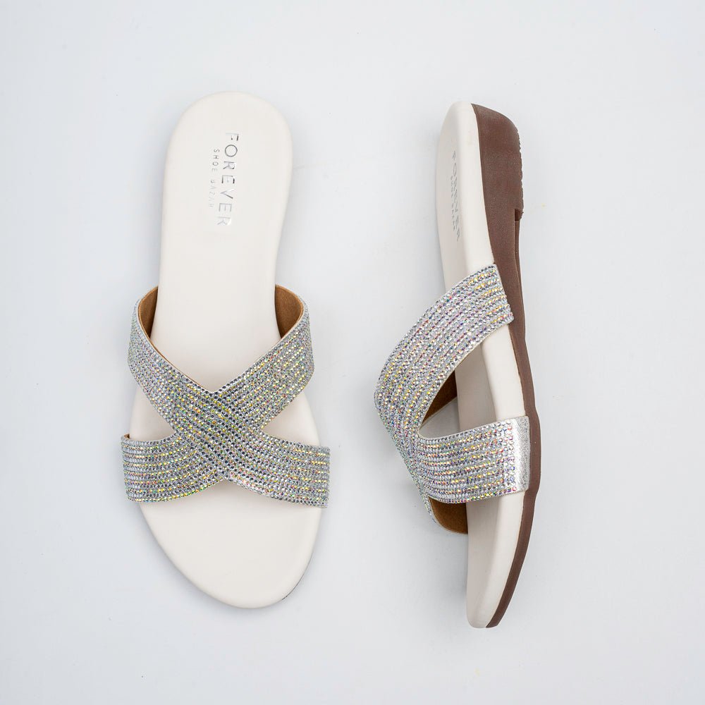 Lumiera Crystal Cross Slides - Silver - view 4