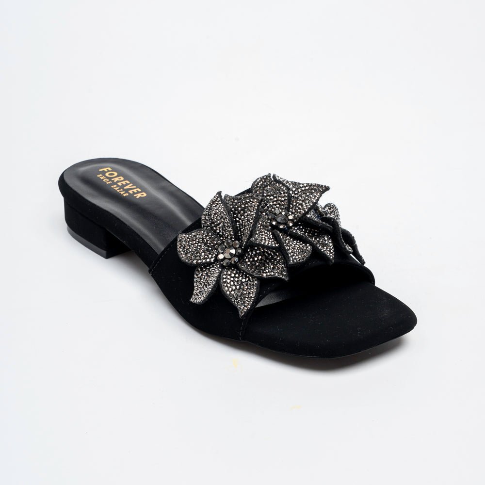 Noir Bloom Crystal Mules - Black - view 2