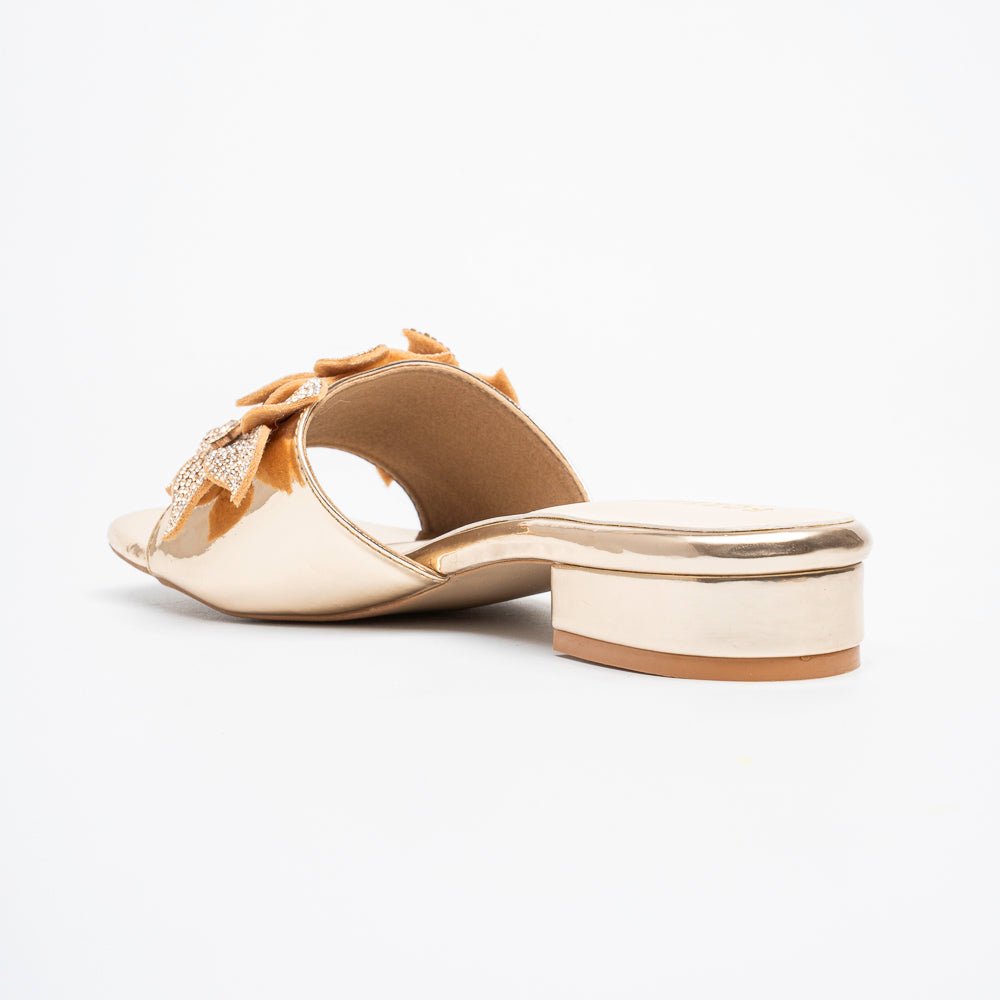 Noir Bloom Crystal Mules - Gold - view 5