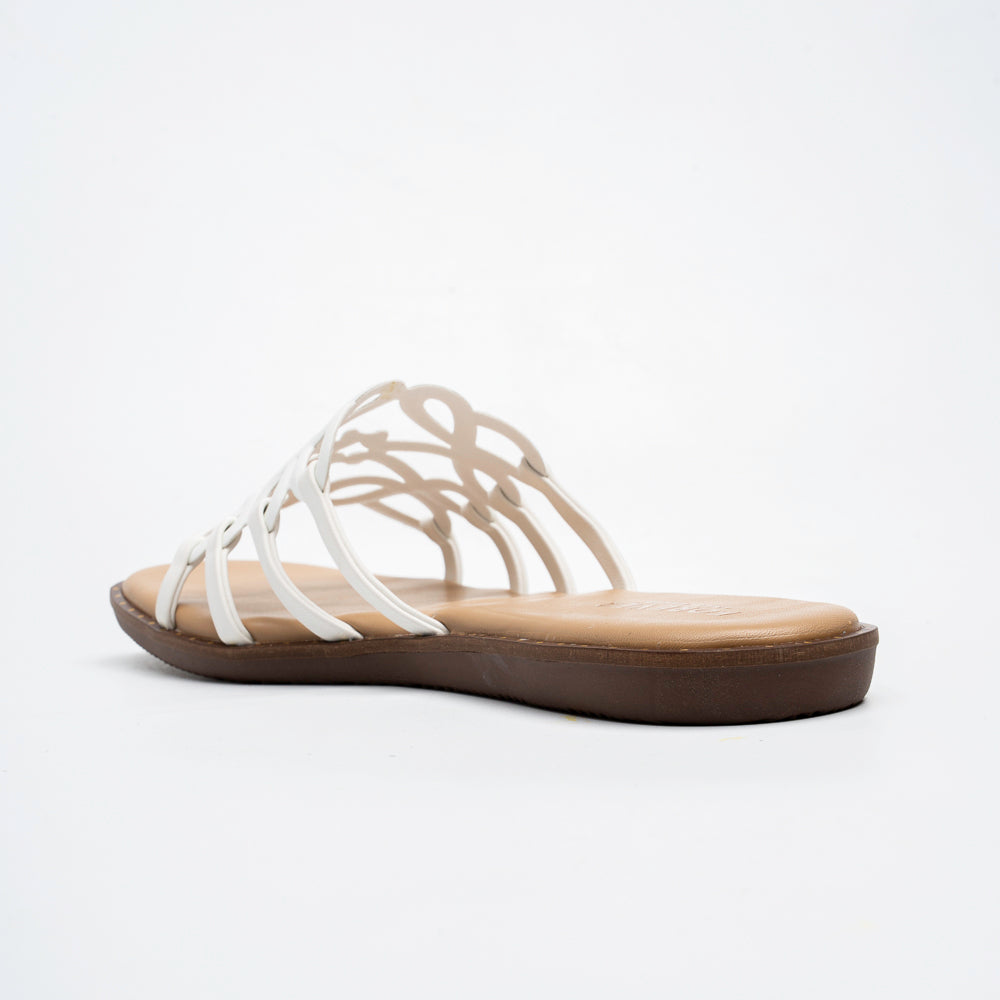 Orlina Scroll Strap Slides - White - view 5