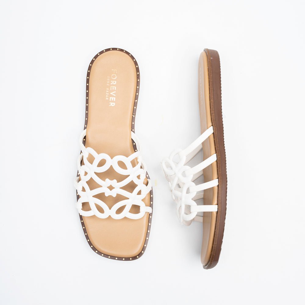 Orlina Scroll Strap Slides - White - view 4