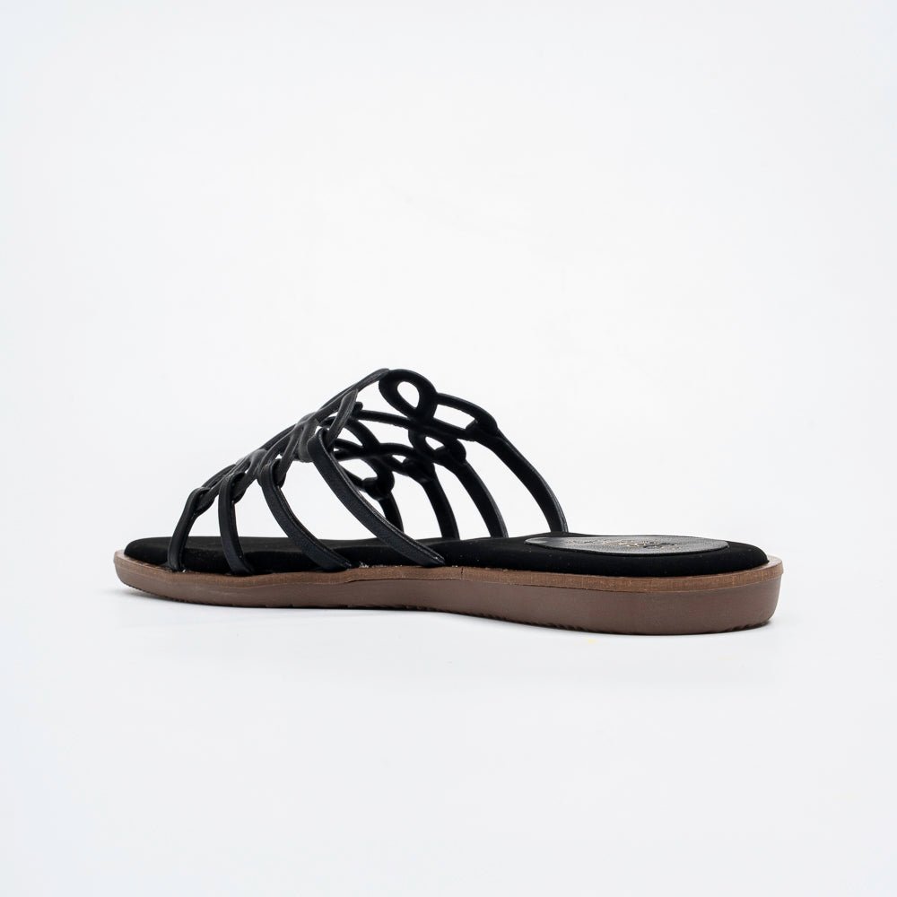 Orlina Scroll Strap Slides - Black - view 5