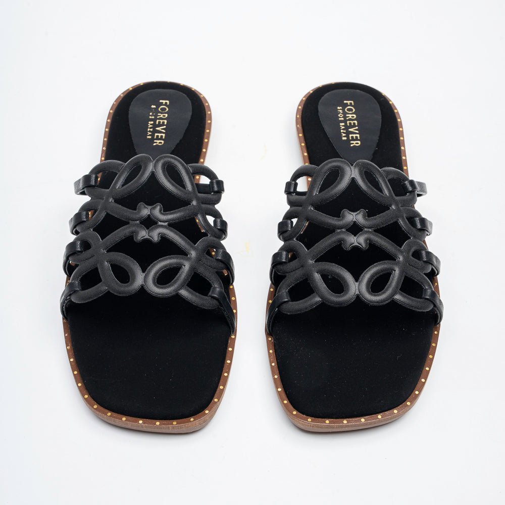 Orlina Scroll Strap Slides - Black - view 3