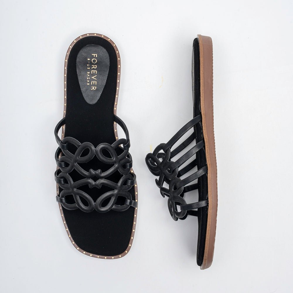 Orlina Scroll Strap Slides - Black - view 4