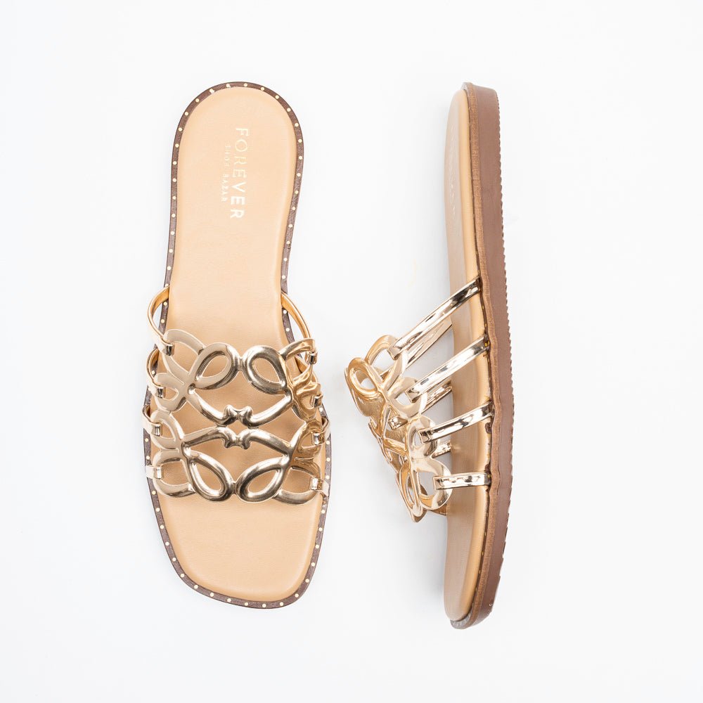 Orlina Scroll Strap Slides - Gold - view 4
