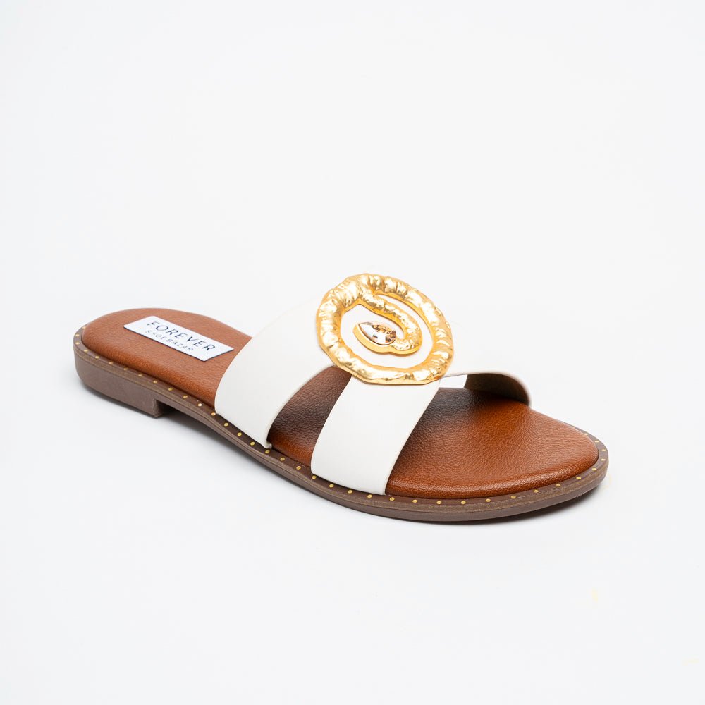 Aurelia Luxe Slides - White Flats - view 2