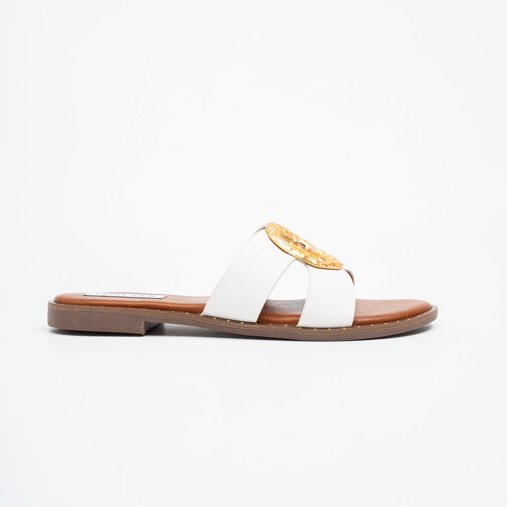 Aurelia Luxe Slides - White Flats
