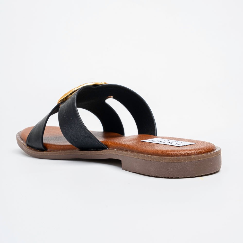Aurelia Luxe Slides - Black Flats - view 5