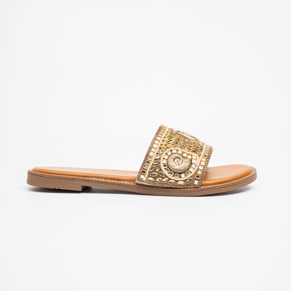 Zahra Mirror Luxe - Gold Flats