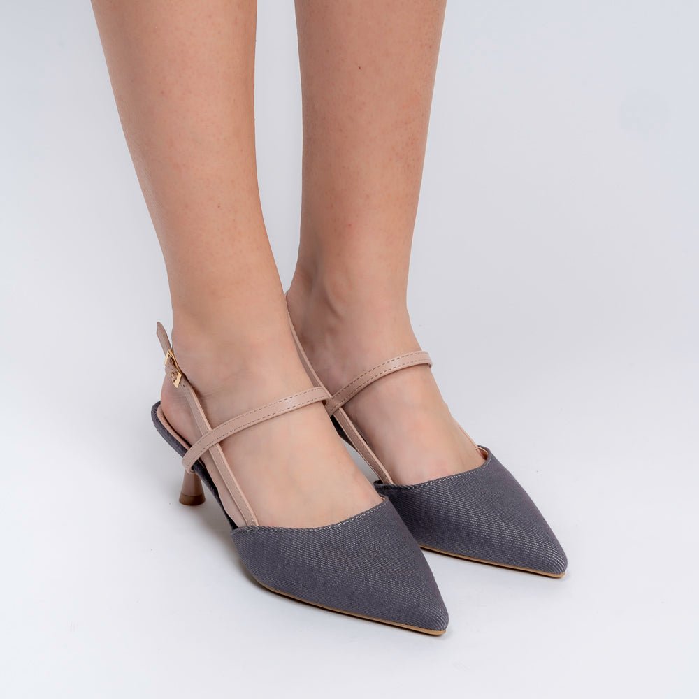 The Denim Stiletto - Grey Casual Heels — view 3