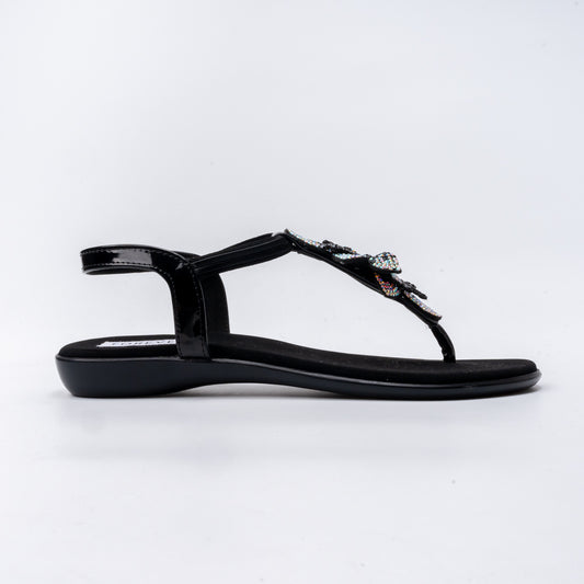 Glow Wing - Black Flats Sandal