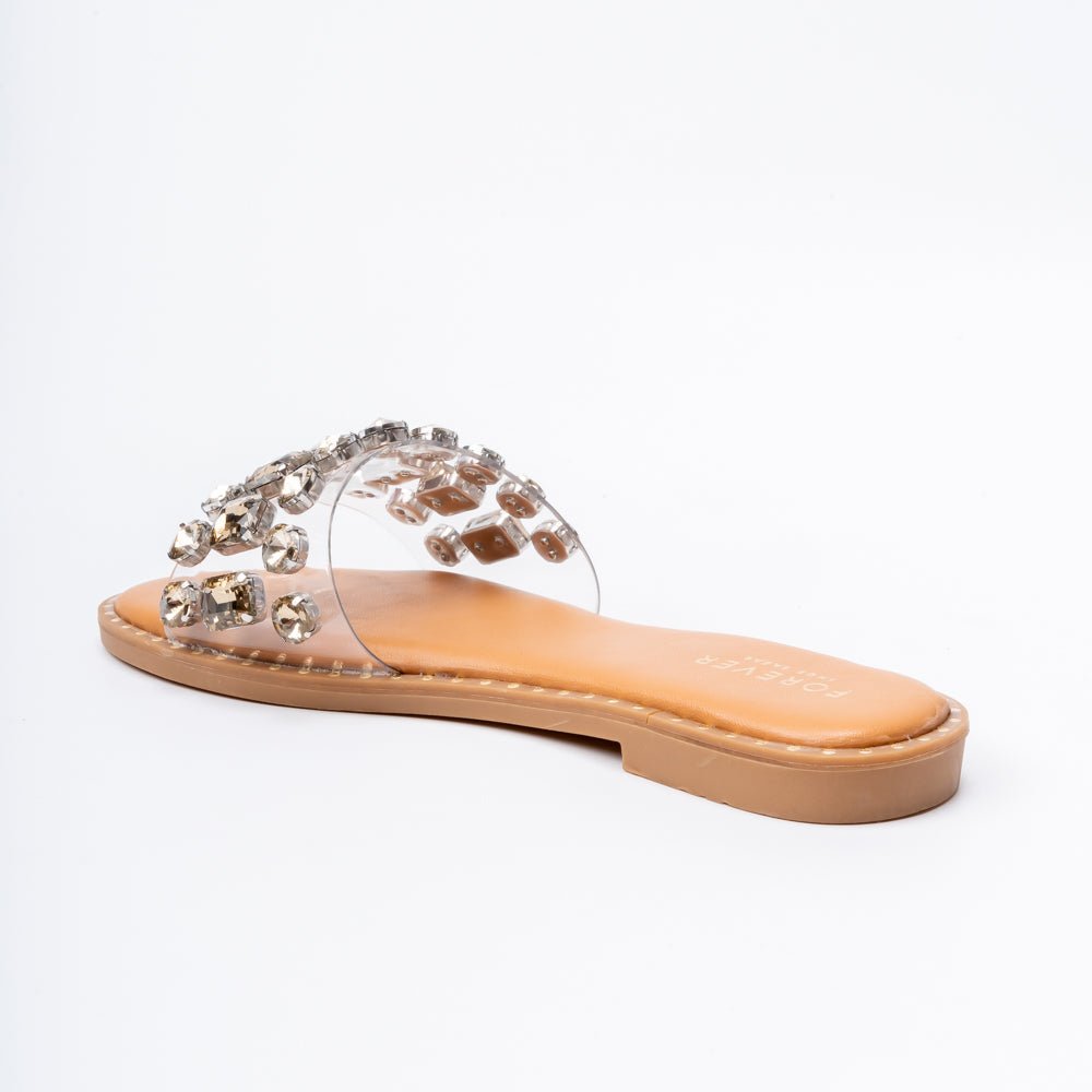 Crystal Clear Luxe Slides - Gold Flats - view 3