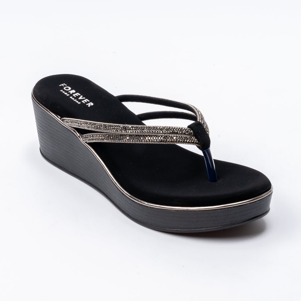 Gleam Wedge - Black Platform Heels - view 2