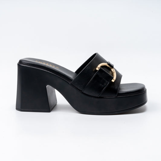 Buckle It Mule – Black Casual