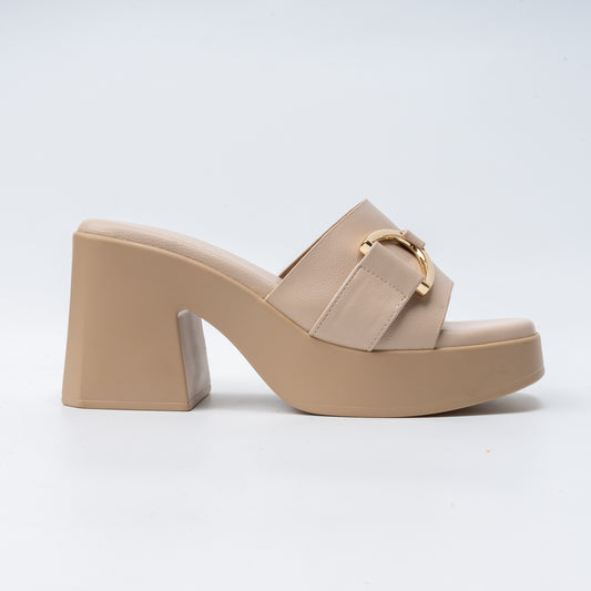 Buckle It Mule – Beige Casual