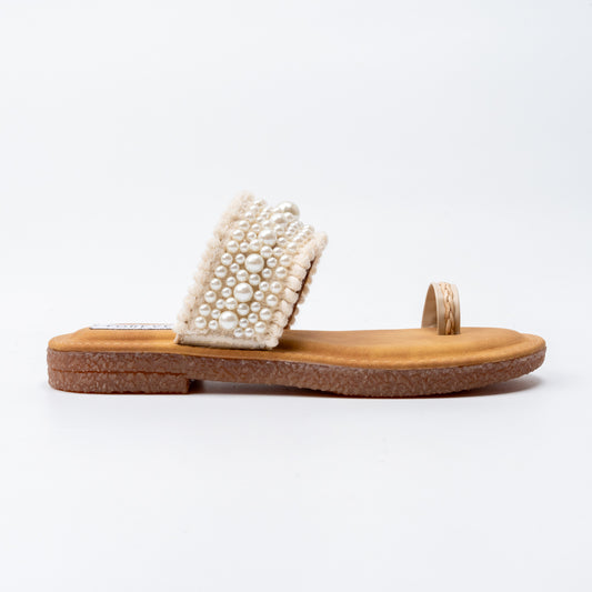 Pearl Whisper - Cream Toe‑Loop Slide