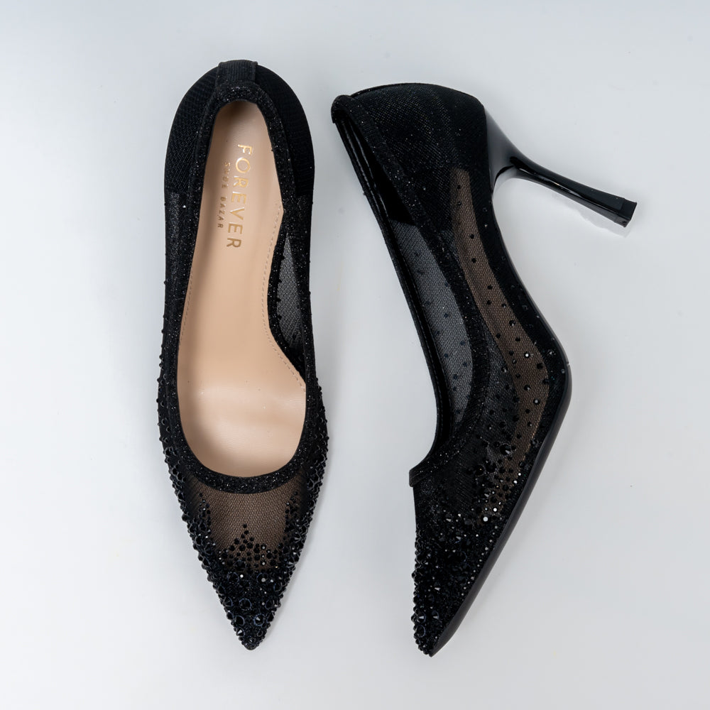 Crystal Whisper - Black Party Heels - view 5