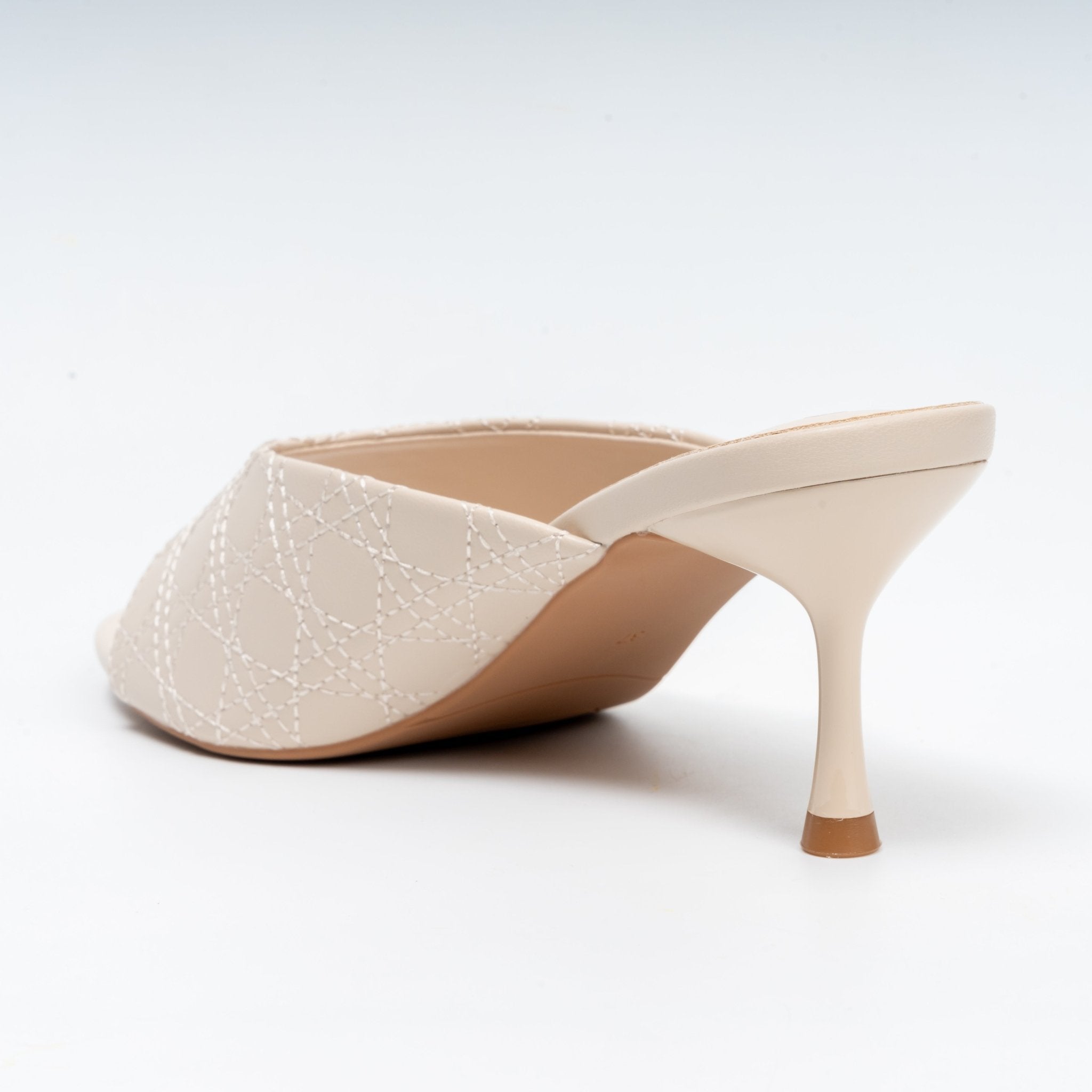 Elowra Stitch Detail Mule Heels - Off White - view 3