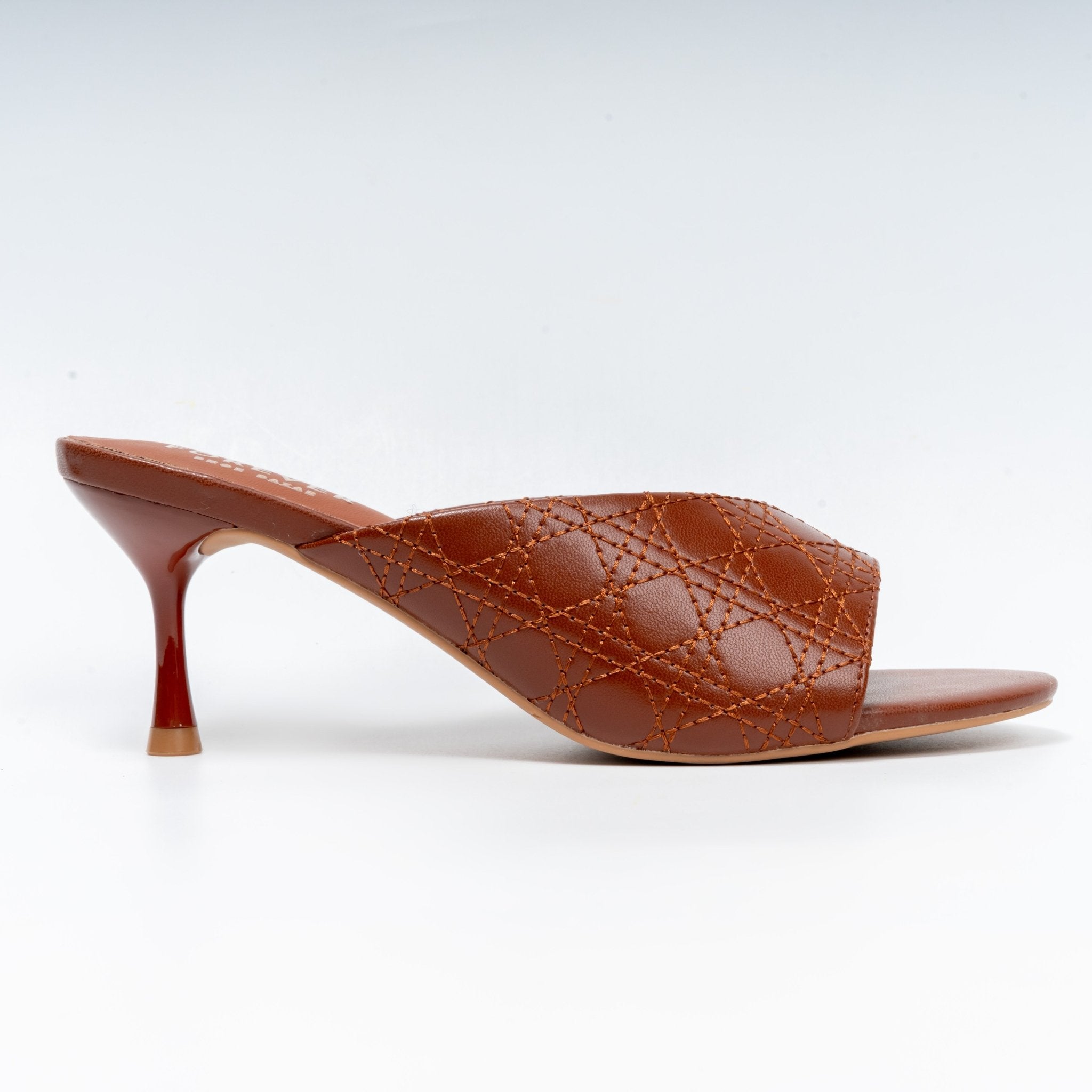 Elowra Stitch Detail Mule Heels - Coffee