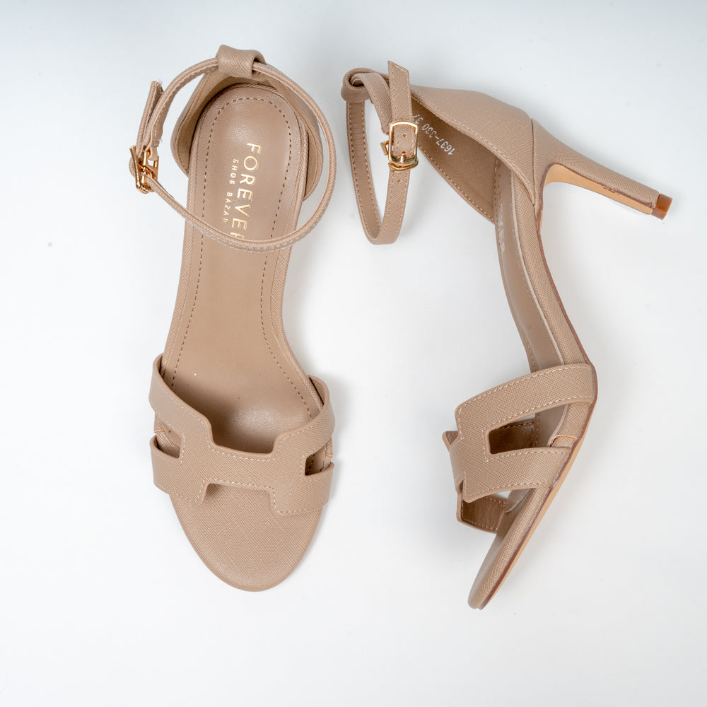 Aurelle Ankle Strap Cutout Heels - Khaki - view 4