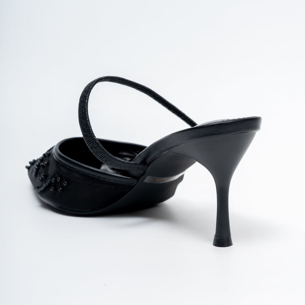 Beaded Blossom - Black Slingback - view 6