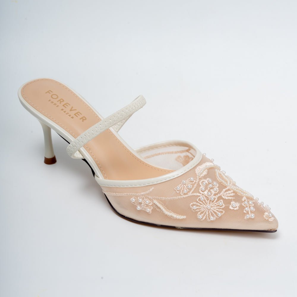 Beaded Blossom - Beige Slingback - view 3