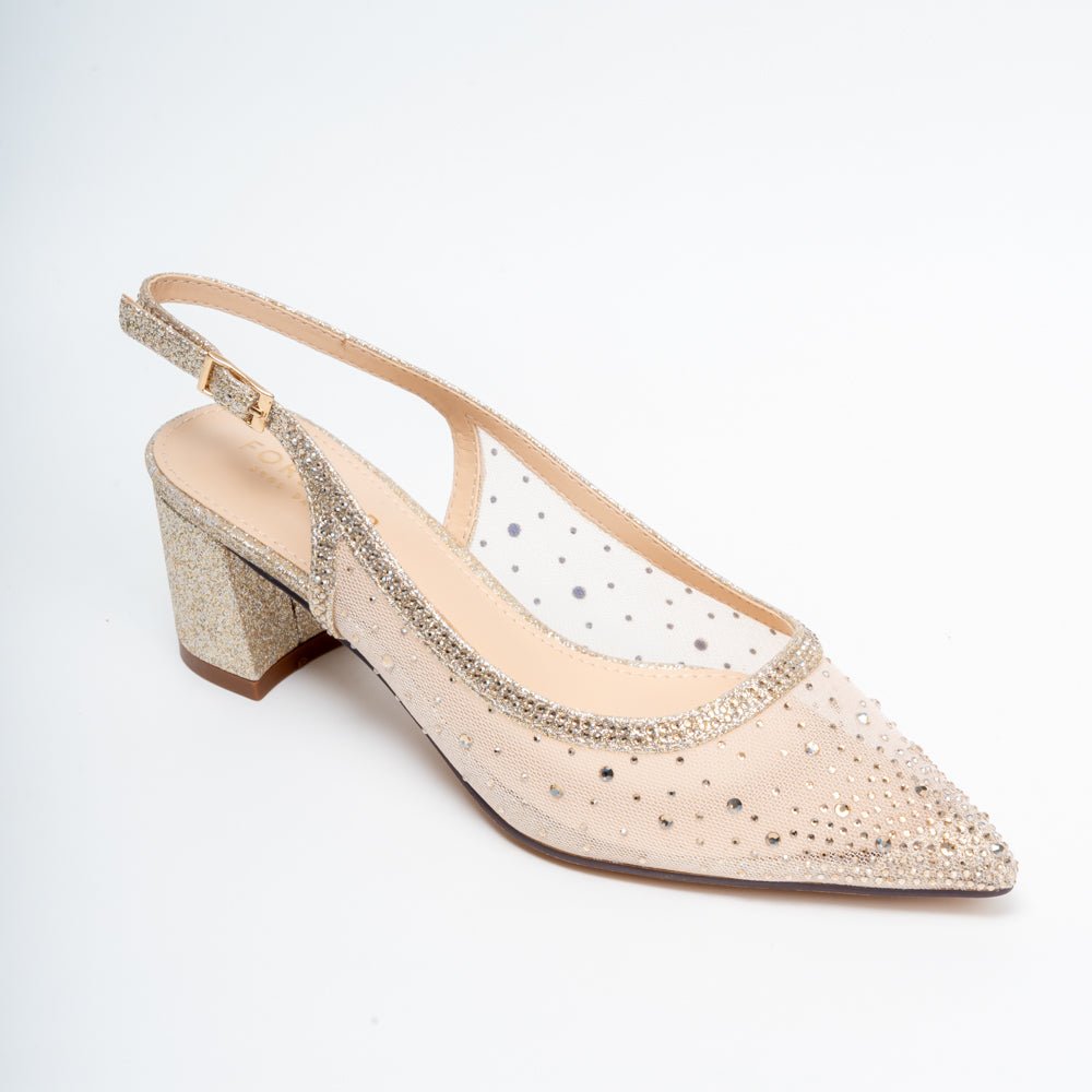 Zivara Embellished Slingback Heels - Gold - view 2