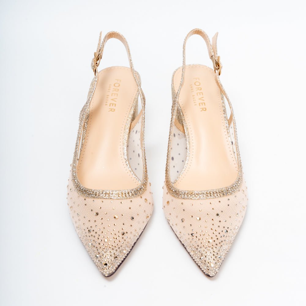 Zivara Embellished Slingback Heels - Gold - view 4