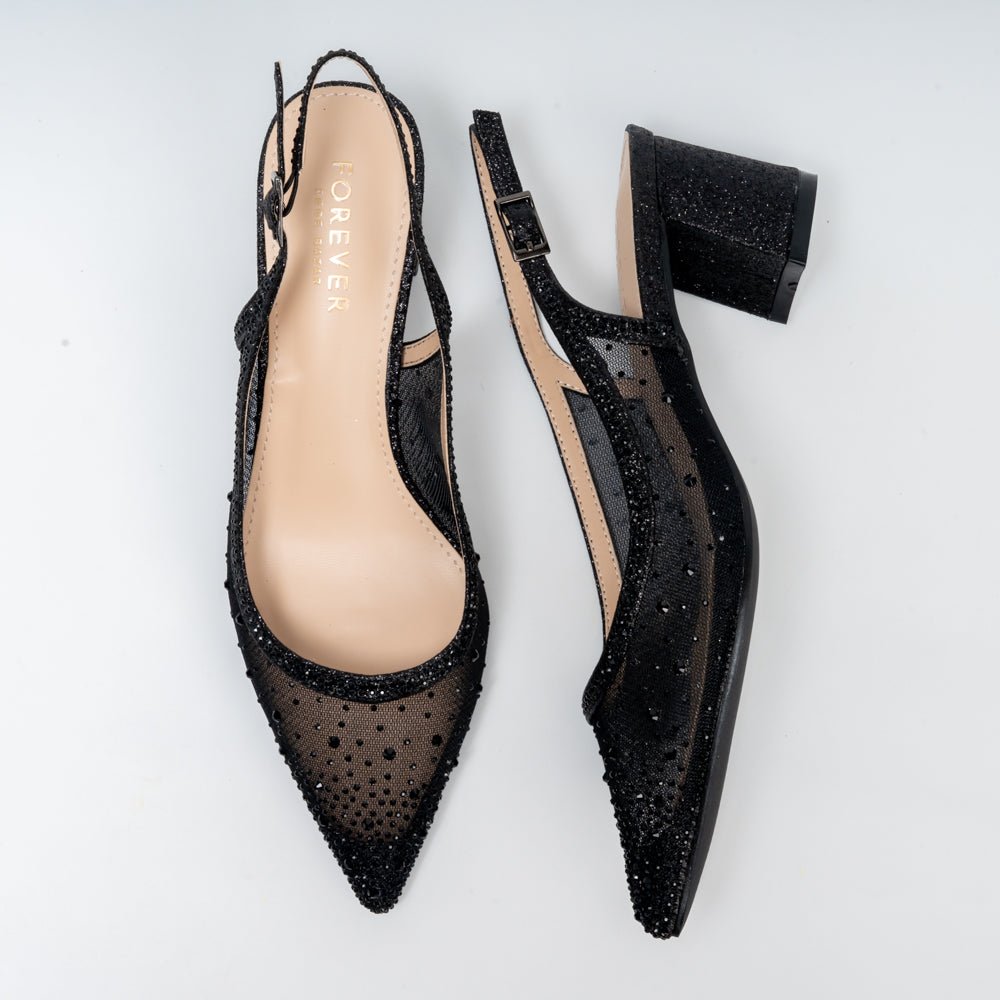Zivara Embellished Slingback Heels - Black - view 5
